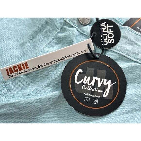 Dollhouse teal blue flare bell bottom curvy pants size 25 - Picture 10 of 13